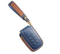 Ysbxitu Étui de protection en cuir pour clé de voiture Toyota Yaris Cross Hybride Corolla RAV4 Prius Camry Auris Fortuner Highlander Porte-clés de voiture 2020-2024, 3 boutons bleus, 3 Tasten-Blau