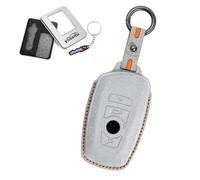Ysbxitu Étui de protection pour clé de voiture, en cuir grainé - Convient pour BMW Série 1, 2, 3, 4, 5, 6, F11, F10, F12, F20, F21, F25, F30, F31 X3 X4 M3 M4 M5 3GT 5GT - Pour voiture, voyage en gris
