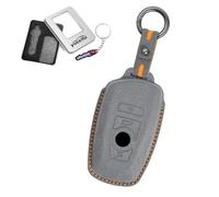 Ysbxitu Étui de protection pour clé de voiture, en cuir grainé - Convient pour BMW Série 1, 2, 3, 4, 5, 6 F11, F10, F12, F20, F21, F25, F30, F31 X3 X4 M3 M4 M5 3GT 5GT - Pour voiture, voyage en gris