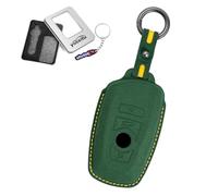 Ysbxitu Étui de protection pour clé de voiture, en cuir grainé - Convient pour BMW Série 1, 2, 3, 4, 5, 6, F11, F10, F12, F20, F21, F25, F30, F31 X3 X4 M3 M4 M5, 3GT 5GT - Pour voiture, voyage en vert