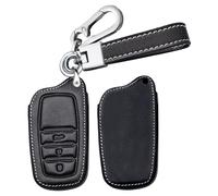 Ysbxitu Smart Étui de protection pour télécommande Convient pour Toyota Yaris Cross Hybride Corolla RAV4 Prius Camry Fortuner Auris Highlander 2020-2025 Coque de clé en cuir 3 boutons-A Noir