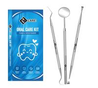 YSCARE Kits dentaires Plaque Hygiène Pick avec ensemble en acier inoxydable Miroir dentaire Dents Miroir buccal en acier inoxydable Ensemble de 3 pièces
