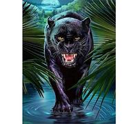 YSCOLOR Diamond Painting 5D Bricolage Diamant Art Kits Panthère Noire Diamant Peinture Kits Pour Adultes Débutants Kits Bricolage Artisanat Perceuse Ronde 30x40cm