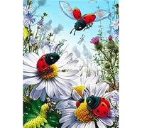 YSCOLOR Diamond Painting 5D Diamant Peinture Kits Pour Coccinelle Fleurs Kits Pour Adulte Strass Broderie Bricolage Maison Salon Décoration Murale 30x40cm