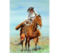 YSCOLOR Diamond Painting 5D Diamant Peinture Kits Western Femme Cowgirl Équitation Cheval Plein Forage Perles Diamant Art Broderie Bricolage Kits Z316 30x40cm