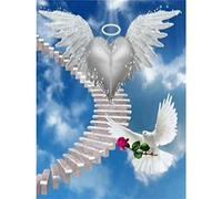 YSCOLOR Diamond Painting 5D Diamant Peinture Pleine Perceuse Ange Aile Coeur Mosaïque Escaliers Paix Pigeon Broderie Paysage Stickers Muraux Diamant Art 30x40cm