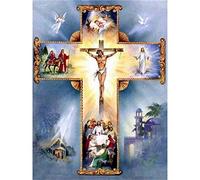 YSCOLOR Diamond Painting 5D Diamant Rond Peinture Religions Christian Jésus Croix du Christ DIY 5D Point De Croix Diamant Broderie Kits Diamant 30X40cm