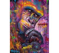 YSCOLOR Diamond Painting 5D DIY Diamant Peinture Complète Foret Rond Couleur Monkey Animal 3D Strass Broderie Point De Croix Cadeau Décor À La Maison 30X40Cm