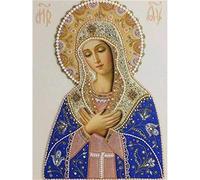 YSCOLOR Diamond Painting 5D Diy Diamant Peinture La Vierge Marie Plein Diamant Rond Kit De Broderie Strass Religion Chrétienne Vierge Marie Point Décoration De La Maison 30x40cm
