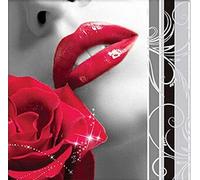 YSCOLOR Diamond Painting 5D Lèvres Rouges Diamant Broderie Fleurs DIY Diamant Peinture Point De Croix Red Rose Décoration De La Maison Artisanal À La Main 30X30Cm