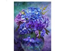 YSCOLOR Diamond Painting Bleu Violet Hortensia Fleur Diamant Peinture Kits Peinture À La Main Avec Plein Foret Rond Diamant Art Broderie Kits Décoration Murale Z769 30x40cm