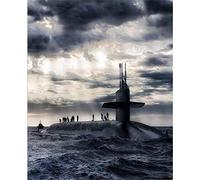 YSCOLOR Diamond Painting Bricolage 5D Diamant Peinture Kit De Forage Complet Sous-Marin Océan Marine Mer Vagues Militaire Navire De Guerre Mode Mer Maison Arts Artisanat 30x40cm