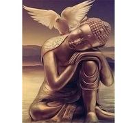 YSCOLOR Diamond Painting Complet Diamant Broderie Bouddha Diamant Peinture Point De Croix en Cristal Ensembles Non Fini Décoratif DIY Diamant Rond Peinture Ange 30X40Cm