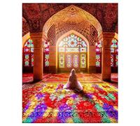 YSCOLOR Diamond Painting Complet Point De Croix Diamant Peinture Mosquée Islamique Diy Diamant Broderie 5D Mur Autocollant Rond Mosaïque Décor À La Maison 30X40cm