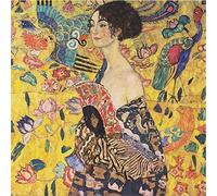 YSCOLOR Diamond Painting Dame avec Éventail Complet Ronde Diamant Peinture Gustav Klimt DIY Mosaïque Photos De Peinture en Strass Passe-Temps Artisanat 30X30Cm