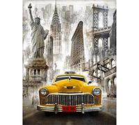YSCOLOR Diamond Painting Diamant Broderie New York Voiture Rond Complet De Diamant Peinture Point De Croix 5D Rond Strass Mosaïque Décor À La Maison 30X40Cm