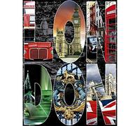 YSCOLOR Diamond Painting Diamant Peinture 5D Diy Complet Rond Point De Croix Londres Street View 3D Diamant Mosaïque Strass Peintures Broderie Paysage 30X40cm