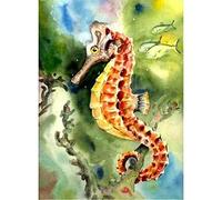 YSCOLOR Diamond Painting Diamant Peinture Kit Kits Pour Adultes Adultes Diy 5D Diamant Dot Plein Perceuse Kit Broderie Artisanat Cadeau Hippocampe Poisson Ronde Perceuse 30x40cm