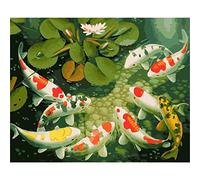 YSCOLOR Diamond Painting Diamant Peinture Peinture Par Numéros Koi Poisson Lotus Toile Bricolage Nombre Kits De Peinture 30x40cm
