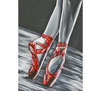 YSCOLOR Diamond Painting Kit De Diamant Peinture 5D Complet Par Numéros Pour Adultes Dame Chaussures De Ballet Rouge Danseuse Fille Art Cadeau Pour Les Enfants 30x40cm