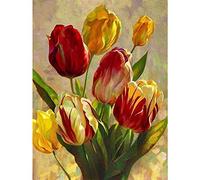 YSCOLOR Diamond Painting Main 5D Diamant Rond Peinture Rouge Tulip Fleur Point De Croix Photos De Strass Complet Rond Diamant Fleur De Broderie 30X40Cm