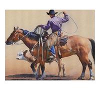 YSCOLOR Diy 5D Cowboy Diamant Peinture Kits Western Cowboy Équitation Vers Le Coucher Du Soleil Dans Le Far West Rodéo Western Bucking Bronco Cheval Arts Pour Adultes Plein Foret 30x40cm