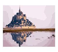 YSCOLOR Diy Peinture À L'Huile Panorama Du Mont Saint Michel Peinture Par Numéros Pour Adultes Et Peinture Salon Chambre Cuisine Décoration Toile 40X50cm