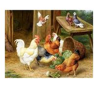 YSCOLOR Peinture Par Numéro Kit Pour Enfants Adultes Peinture Pour La Décoration De La Maison Avec Des Pinceaux Et Des Peintures Acryliques Ferme Poulet Animal 40X50cm