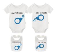 YSCULBUTOL Body jumeaux pour bébé - Partners in Crime - Tenue jumeaux pour filles et garçons - blanc - 7-9 mois