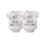 YSCULBUTOL Body pour bébé garçon et fille avec inscription « Best Friends » - Blanc - 12 m