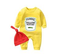 YSCULBUTOL Body pour bébé jumeaux ketchup moutarde drôle bébé jumeaux tenues bébé fille jumeaux ensemble barboteuse, Blanc 2, 0-3 mois