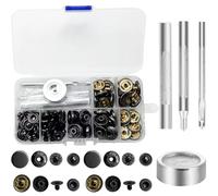 YSDINK 24 Ensembles de Boutons-Pression en Métal Boutons 15 mm, avec 4 Outils de Réglage pour Vêtements, Cuir Artisanat, Vêtements, Cuir,Sac à Main et Ceintures Bricolage (Noir mat)