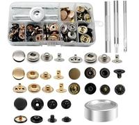 YSDINK 24 Ensembles de Boutons-Pression en Métal Boutons 15 mm, avec 4 Outils de Réglage pour Vêtements, Cuir Artisanat, Vêtements, Cuir,Sac à Main et Ceintures Bricolage (4 Couleurs)