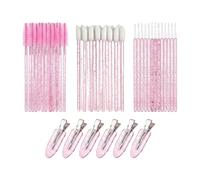 YSDINK Bâtons de Mascara Jetables Goupillon Cils, Coffret de Maquillage Inclut 50 Brosses Cils et Sourcils, 50 Pinceaux à Lèvres, 100 Micro-Pinceaux de Maquillage, 6 Pinces à Cheveux (Rose cristal)