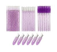 YSDINK Bâtons de Mascara Jetables Goupillon Cils, Coffret de Maquillage Inclut 50 Brosses Cils et Sourcils, 50 Pinceaux à Lèvres, 100 Micro-Pinceaux de Maquillage, 6 Pinces à Cheveux (Violet cristal)