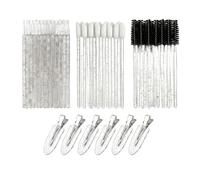 YSDINK Bâtons de Mascara Jetables Goupillon Cils, Coffret de Maquillage Inclut 50 Brosses Cils et Sourcils, 50 Pinceaux à Lèvres, 100 Micro-Pinceaux de Maquillage, 6 Pinces à Cheveux (Noir cristal)