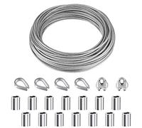YSDMY Kit de Suspension avec Corde en Acier Inoxydable 10M, Câble Métallique 2mm Enduit de Nylon, Clips M2, Cosses et Manchons à Sertir en Aluminium