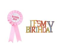 YSDYY 1 Morceau De Broche en Métal Et 1 Morceau De Badge d'anniversaire, Broche d'anniversaire, Broche en Strass Brillante, Accessoires De Vêtements pour Filles, Décorations De Fête.