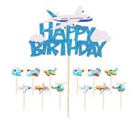 YSDYY 1 Morceau De Carte d'avion Isolé Et 12 Rapports De Petites Cartes, Décoration De Gâteau De L'Avion, Fête d'anniversaire, Décorations Créatives Et Drôles.