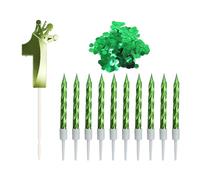 YSDYY 1 Pièce Numéro 1, 10 Morceaux De Bougie en Fil Et Confettis 10G, avec Kit De Couronne, Bougie À Gâteau d'anniversaire, Paillettes Rondes -Confetti, Décorations De Fête.