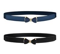 YSDYY 2 Morceaux De Ceinture Mince, Ceinture Élastique, Ceinture Arquée, Accessoires De Vêtements, Accessoires Simples Et Polyvalents (Noir, Bleu Foncé).