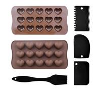 YSDYY 2 Morceaux De Forme De Silicone Au Chocolat en Forme De Cœur, Pinceau Au Four À 1 Pièce, 3 Morceaux De Suceur Multifonction, Peuvent Produire des Bonbons Et des Gelées.