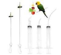 YSDYY 2 Morceaux De Mangeoires À Oiseaux en Acier Inoxydable Et 3 Morceaux D'Aliments pour Oiseaux, Fourche De Fruits pour Animaux De Compagnie, Outils d'alimentation pour Les Jeunes Oiseau.