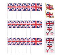 YSDYY 20 Morceaux De Drapeaux Britanniques Faits À La Main, 2 Autocollants, 2 Morceaux De Broschen, Décorations D'Événements Sportives, Drapeaux Portables, Accessoires De Décoration De Fête.