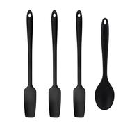 YSDYY 3 Morceaux De Spatule De Confiture Noire Et 1 Morceau D'Ouvre-Ouvre-Marin Noir, Cuillère À Crème À La Crème, Spatule De Cuisson en Silicone, Cuillère À Enfants Doux.