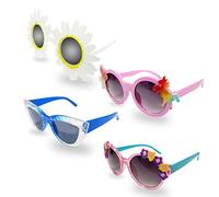 YSDYY 4 pièces de lunettes de soleil pour enfants, flocon de neige rond protection UV ombre rétro tournesol lunettes de soleil amusantes pour enfants, voyage de vacances à la plage hawaïenne.