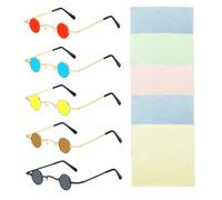 YSDYY 5 Pièces Runde Frame Eyes Et 5 Tissus en Verre Noir, Lunettes De Soleil Rétro Punk, Lunettes De Soleil À La Mode, Accessoires De Vêtements De Fête.