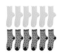 YSDYY 6 Paires De Chaussettes Imprimées D'Amour, Accessoires De Vêtements Pour Femmes, Chaussettes Sucrées Et Sucrées, Chaussettes Respirantes Et Confortables (Blanc, Noir).