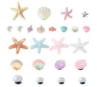 YSDYY Décoration De La Coquille De Fruits De Mer De 24 Parties, Boucle Décorative Avec Boucles Thématiques Marines, Adaptée Aux Chaussures De Trou De Bricolage Et Aux Pantoufles.