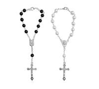 YSDYY Lot de 2 chaînes chapelet - Accessoires de camion - Pendentif de décoration de voiture - Bracelet chapelet croix - Pendentif intérieur de voiture